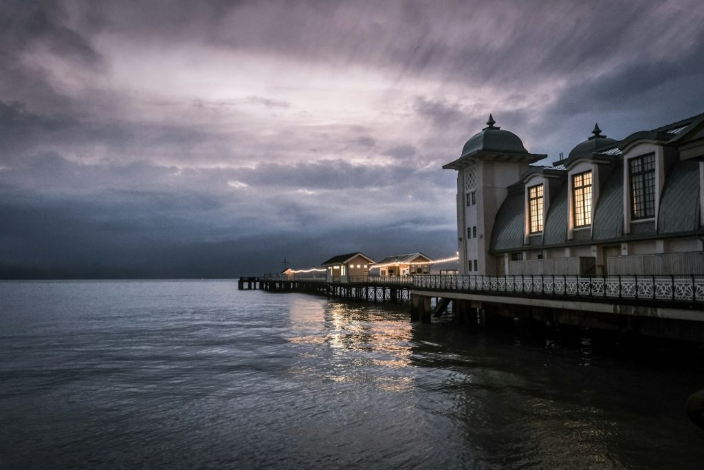Penarth Pier and its art deco pavilion reaching out into the water